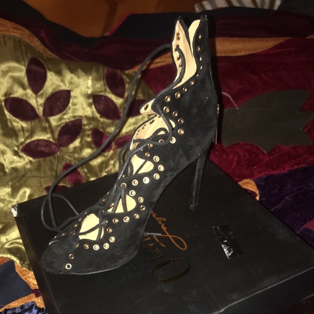 Black lace up heels